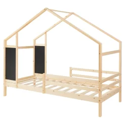 [En.Casa] Lit cabane Lorenskog bois de pin 90 x 200 cm naturel en.casa*Enfant Lit Enfant