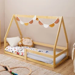 Lit cabane LUSIA 80 x 160 cm, en pin massif naturel>Idimex Outlet