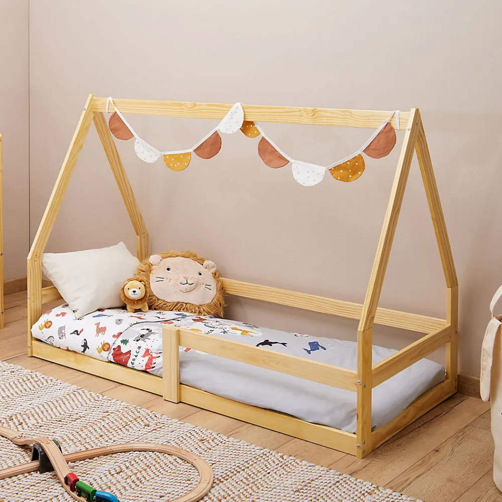 Lit cabane LUSIA 80 x 160 cm, en pin massif naturel>Idimex Outlet