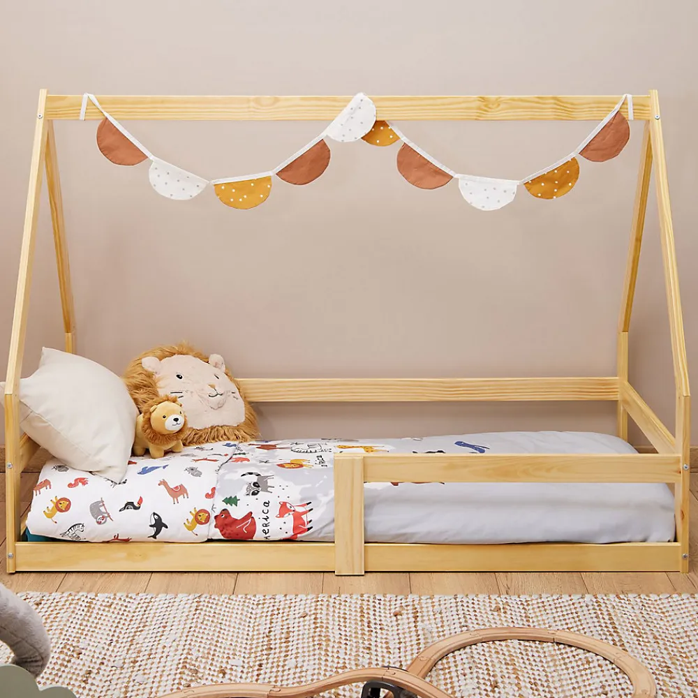 Lit cabane LUSIA 80 x 160 cm, en pin massif naturel>Idimex Outlet