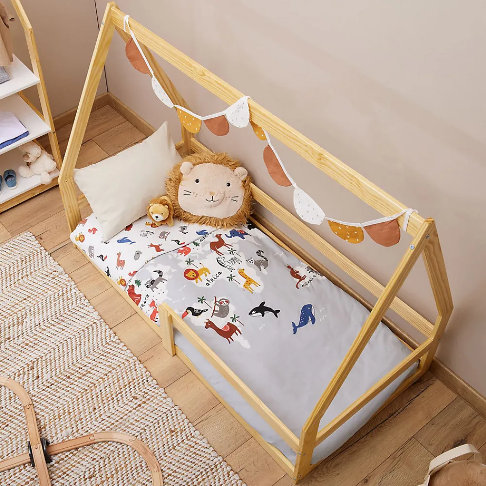 Lit cabane LUSIA 80 x 160 cm, en pin massif naturel>Idimex Outlet