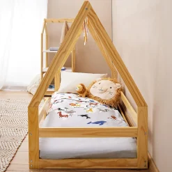 Lit cabane LUSIA 80 x 160 cm, en pin massif naturel><noscript><img width=