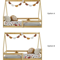Lit cabane LUSIA 80 x 160 cm, en pin massif naturel><noscript><img width=