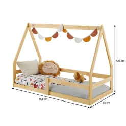 Lit cabane LUSIA 80 x 160 cm, en pin massif naturel><noscript><img width=