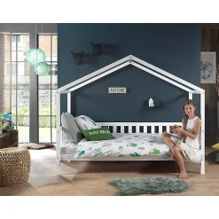 Petits-Meubles Lit cabane MH 90x200 Sommier inclus Vipack Dallas - Blanc*Enfant Lit Enfant