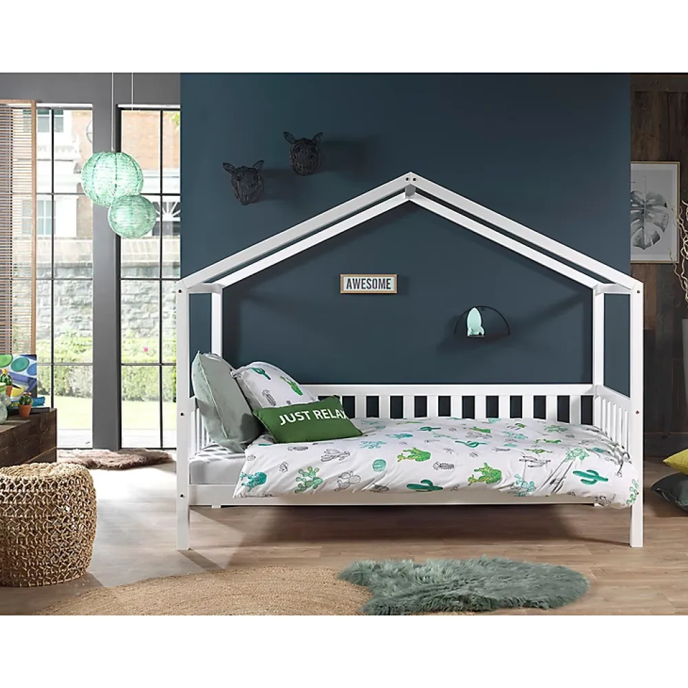 Petits-Meubles Lit cabane MH 90x200 Sommier inclus Vipack Dallas - Blanc*Enfant Lit Enfant
