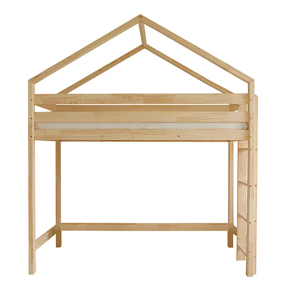 Lit cabane mi-hauteur 90x190 sommier inclus Candice Bois>Petits-Meubles Online