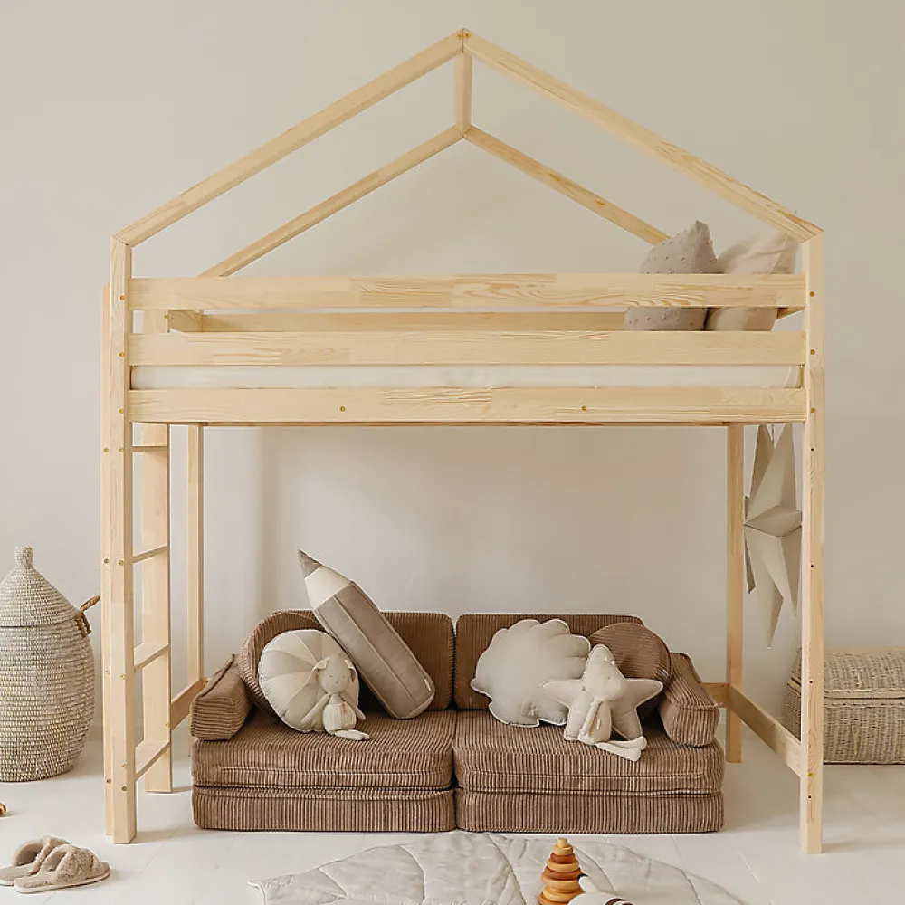 Lit cabane mi-hauteur 90x190 sommier inclus Candice Bois>Petits-Meubles Online