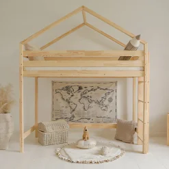 Lit cabane mi-hauteur 90x200 sommier inclus Candice Bois>Petits-Meubles Clearance