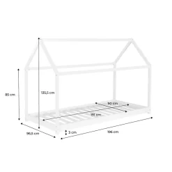 Lit cabane Montessori. bois massif en pin naturel - Tobias - sommier inclus. 90 x 190 cm><noscript><img width=