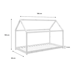 Lit cabane Montessori. bois massif en pin naturel - Tobias - sommier inclus. 90 x 190 cm><noscript><img width=
