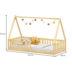 Idimex Lit cabane NICOLAS 90 x 190 cm, en pin massif coloris naturel*Enfant Lit Enfant