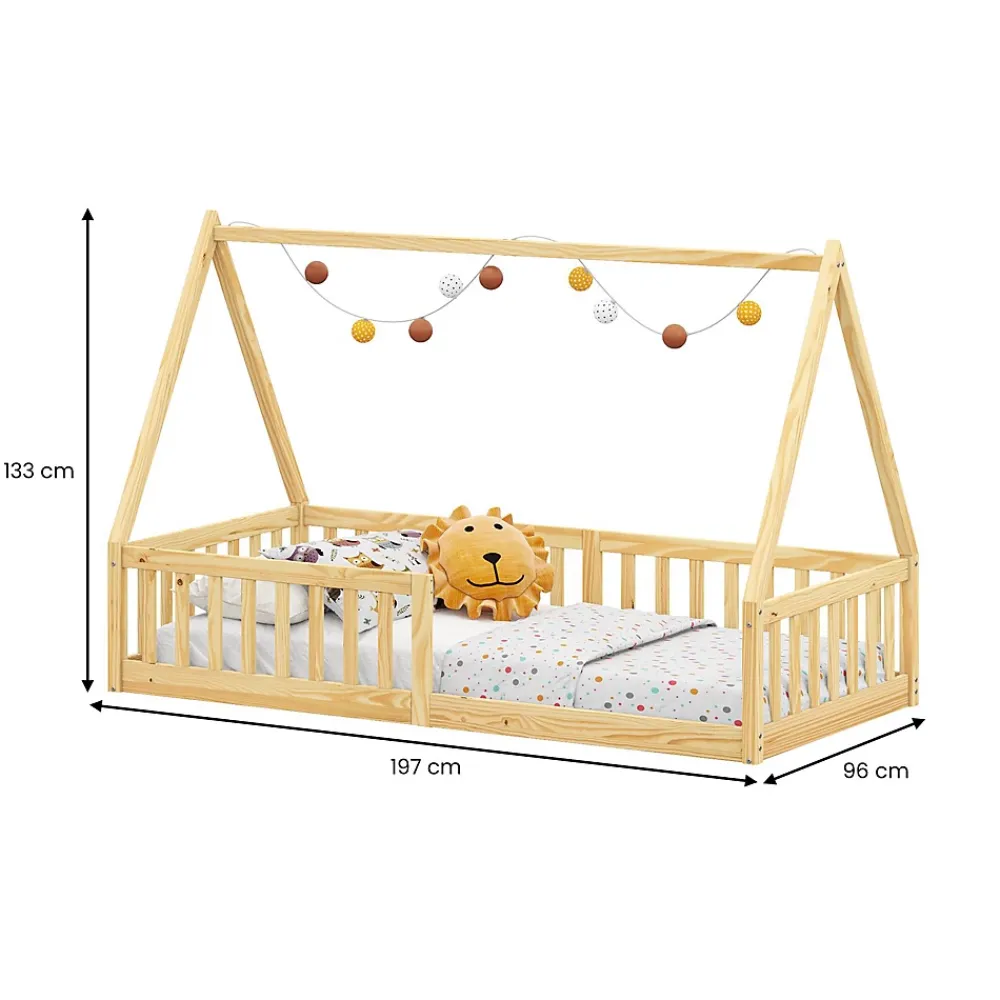 Idimex Lit cabane NICOLAS 90 x 190 cm, en pin massif coloris naturel*Enfant Lit Enfant