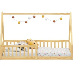 Idimex Lit cabane NICOLAS 90 x 190 cm, en pin massif coloris naturel*Enfant Lit Enfant