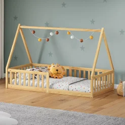 Idimex Lit cabane NICOLAS 90 x 190 cm, en pin massif coloris naturel*Enfant Lit Enfant