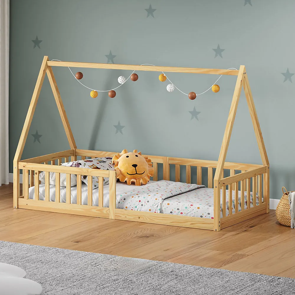 Idimex Lit cabane NICOLAS 90 x 190 cm, en pin massif coloris naturel*Enfant Lit Enfant