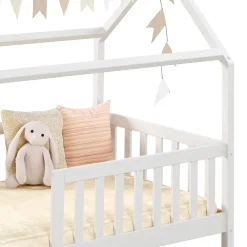 Idimex Lit cabane NINA 90 x 190 cm, en pin massif lasuré blanc*Enfant Lit Enfant