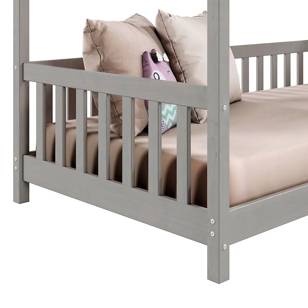Lit cabane NINA 90 x 190 cm, en pin massif lasuré gris>Idimex Hot