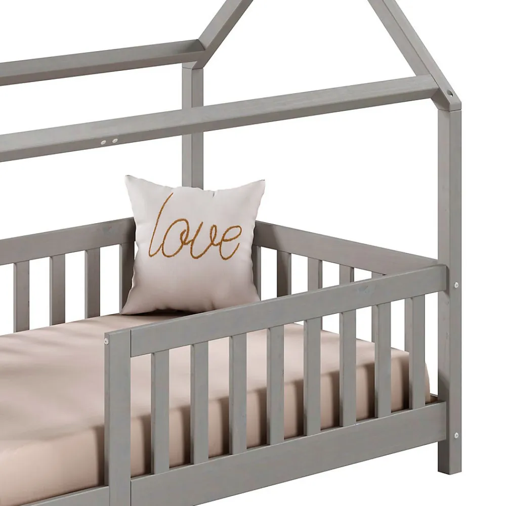 Lit cabane NINA 90 x 190 cm, en pin massif lasuré gris>Idimex Hot