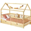Lit cabane NUNA avec tiroirs, 90 x 200 cm en pin massif finition naturelle>Idimex New