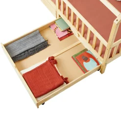 Lit cabane NUNA avec tiroirs, 90 x 200 cm en pin massif finition naturelle><noscript><img width=