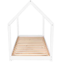 Lit cabane PANDA 90x190 + 1 sommier / Blanc><noscript><img width=