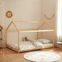 Lit cabane pour enfant Cerro bois de pin contreplaqué 120 x 200 cm naturel en.casa>[En.Casa] Hot