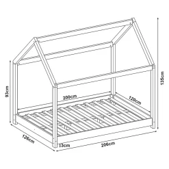 Lit cabane pour enfant Cerro bois de pin contreplaqué 120 x 200 cm naturel en.casa><noscript><img width=