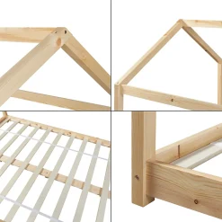 Lit cabane pour enfant Cerro bois de pin contreplaqué 120 x 200 cm naturel en.casa><noscript><img width=