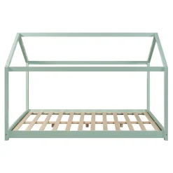 [En.Casa] Lit cabane pour enfant Cerro bois de pin contreplaqué 140 x 200 cm vert menthe en.casa*Enfant Lit Enfant