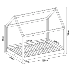 [En.Casa] Lit cabane pour enfant Cerro bois de pin contreplaqué 140 x 200 cm vert menthe en.casa*Enfant Lit Enfant