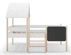 Lit cabane pour enfant en bois coloris blanc, couchage 90 x 190 cm - Longueur 203 x Profondeur 123 x Hauteur 164 cm>Pegane Best