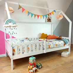 Lit cabane pour enfant 190x90cm blanc MARCEAU ->Happy Garden Best
