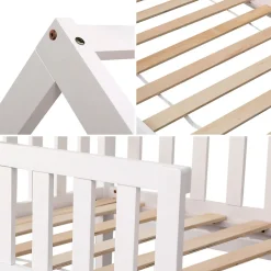 Lit cabane pour enfant 190x90cm blanc MARCEAU -><noscript><img width=
