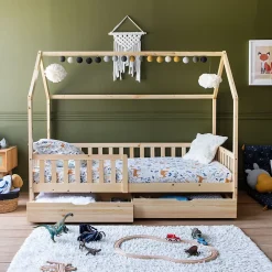 Happy Garden Lit cabane pour enfant 190x90cm en bois avec tiroirs MARCEAU -*Enfant Lit Enfant