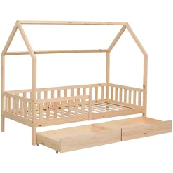 Happy Garden Lit cabane pour enfant 190x90cm en bois avec tiroirs MARCEAU -*Enfant Lit Enfant