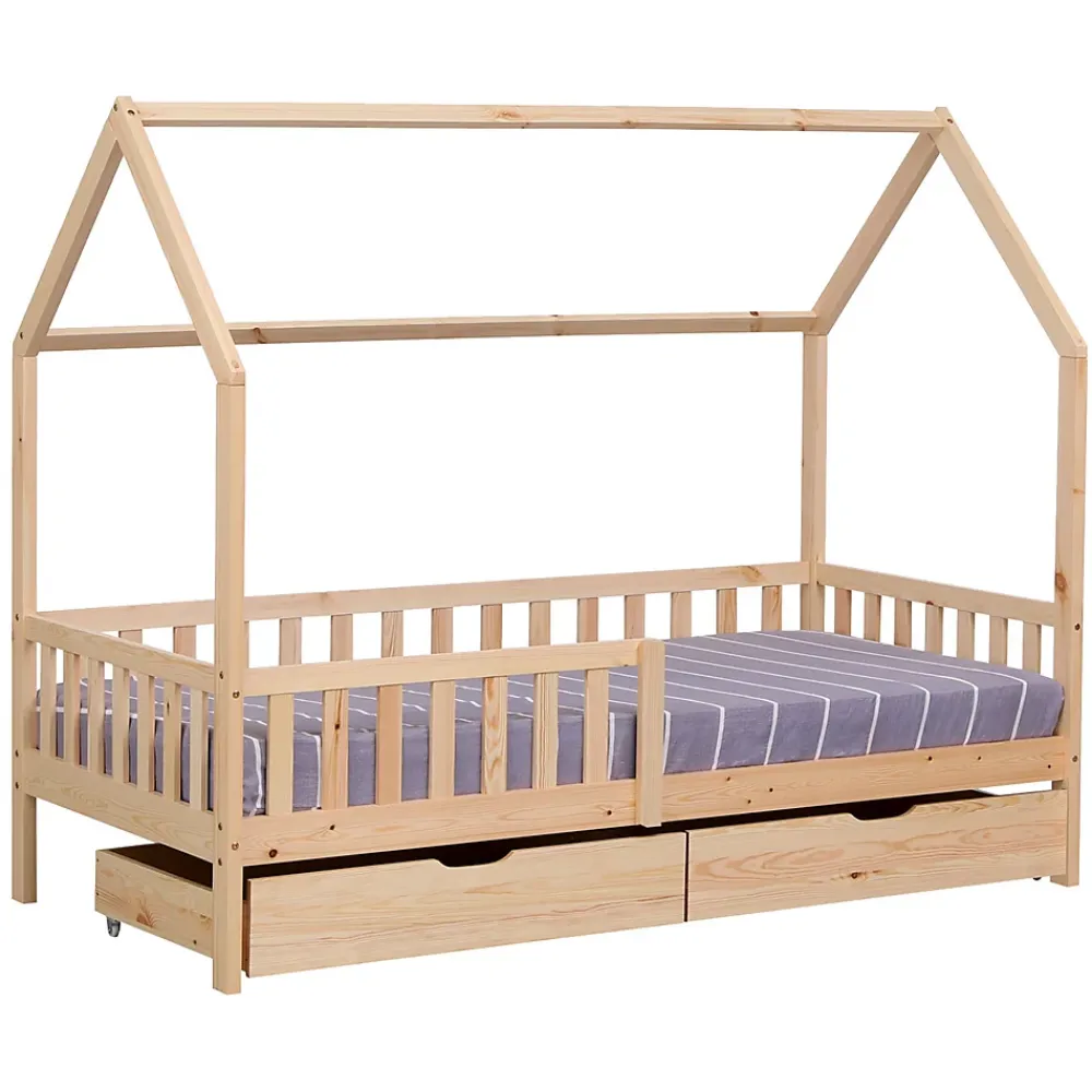 Happy Garden Lit cabane pour enfant 190x90cm en bois avec tiroirs MARCEAU -*Enfant Lit Enfant
