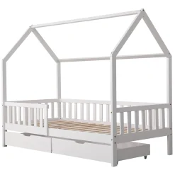 Happy Garden Lit cabane pour enfant 190x90cm blanc avec tiroirs MARCEAU -*Enfant Lit Enfant