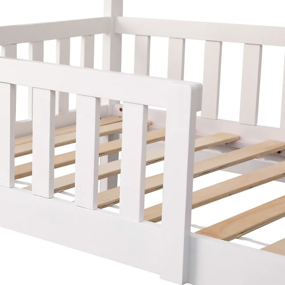 Happy Garden Lit cabane pour enfant 190x90cm blanc avec tiroirs MARCEAU -*Enfant Lit Enfant
