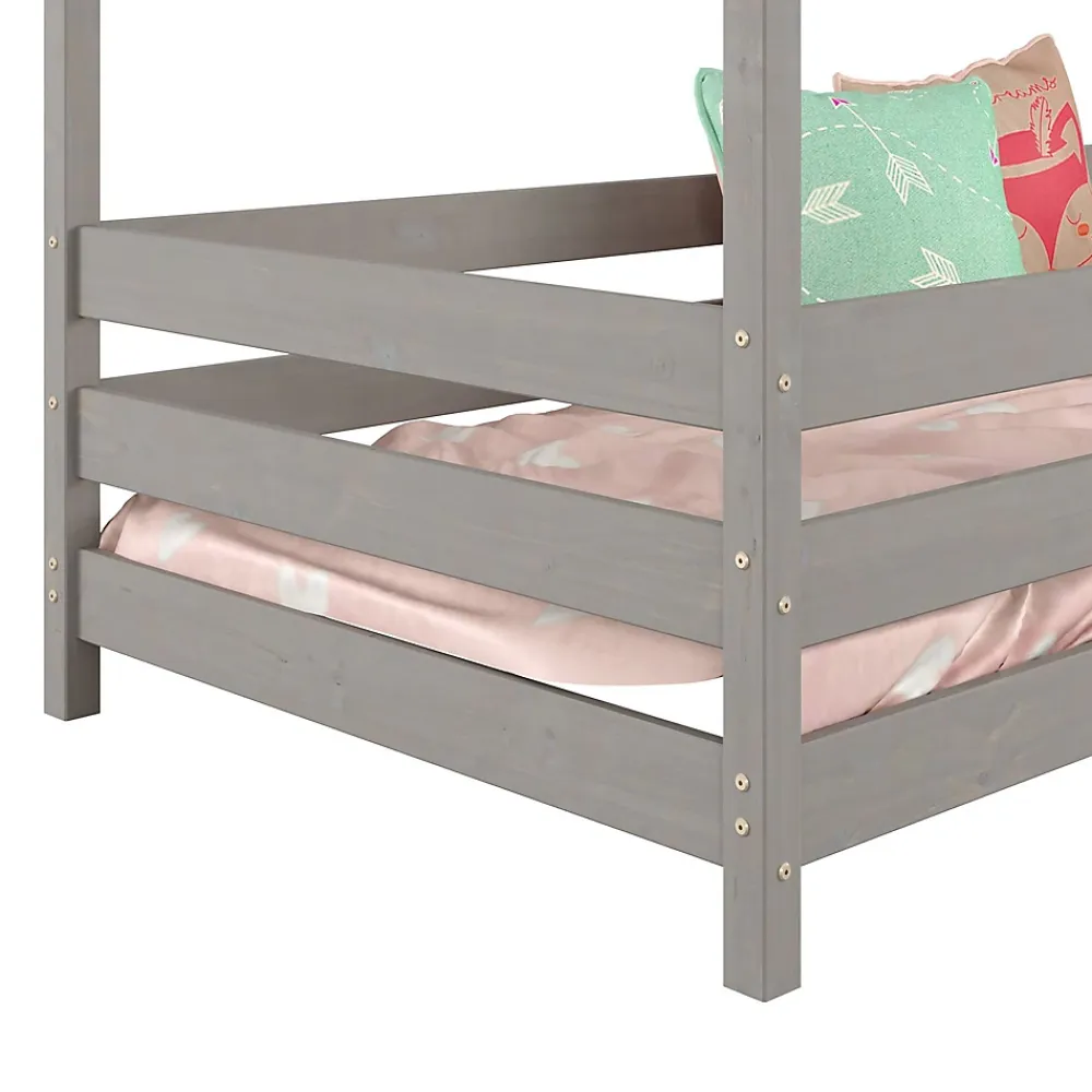 Idimex Lit cabane RENA 90 x 200 cm, en pin massif lasuré gris*Enfant Lit Enfant