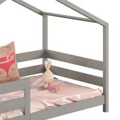 Idimex Lit cabane RENA 90 x 200 cm, en pin massif lasuré gris*Enfant Lit Enfant