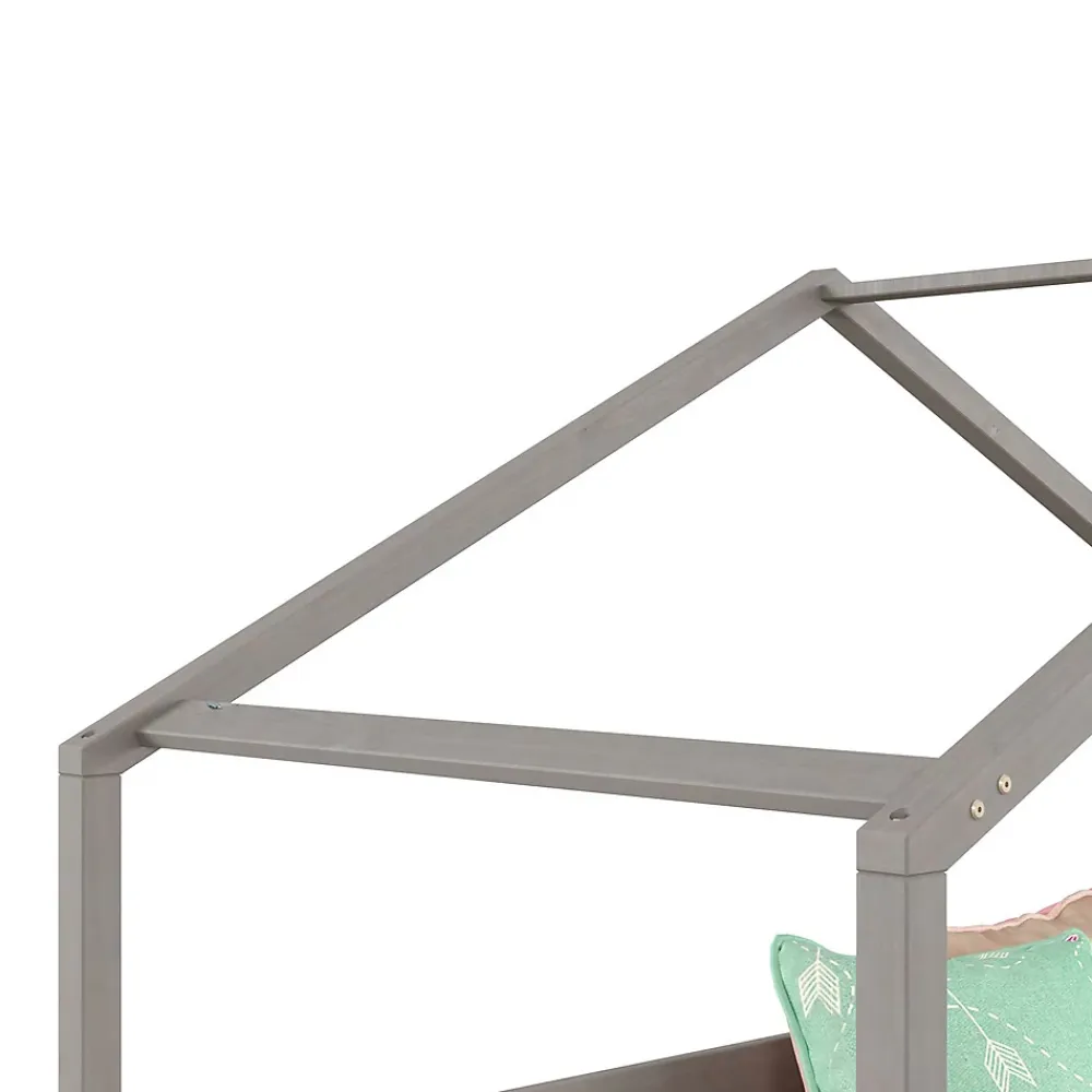 Idimex Lit cabane RENA 90 x 200 cm, en pin massif lasuré gris*Enfant Lit Enfant