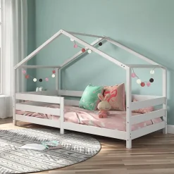 Lit cabane RENA 90 x 190 cm, en pin massif lasuré blanc>Idimex New