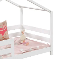 Lit cabane RENA 90 x 190 cm, en pin massif lasuré blanc><noscript><img width=