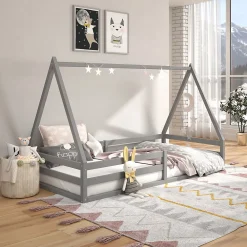 Lit cabane SILA 90 x 200 cm, en pin massif gris>Idimex Clearance
