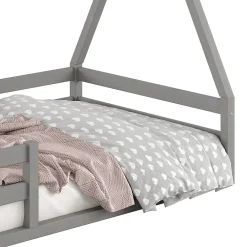Lit cabane SILA 90 x 200 cm, en pin massif gris><noscript><img width=