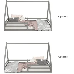 Lit cabane SILA 90 x 200 cm, en pin massif gris><noscript><img width=