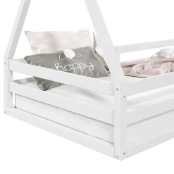 Idimex Lit cabane SILA 90 x 190 cm, en pin massif blanc*Enfant Lit Enfant