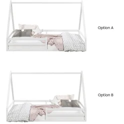 Idimex Lit cabane SILA 90 x 190 cm, en pin massif blanc*Enfant Lit Enfant
