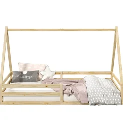 Lit cabane SILA 90 x 200 cm, en pin massif naturel><noscript><img width=